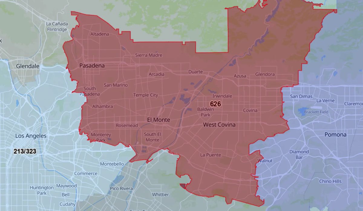 The Geographic Location of the 626 Area Code